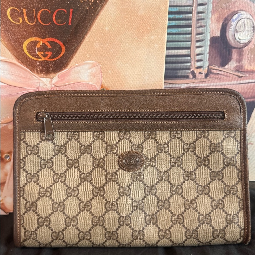 Gucci Anniversary Collection Coated Canvas GG Clutch - Made in Italy
